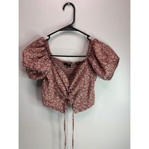 Storia Ditsy Floral Smocked Crop Top size small